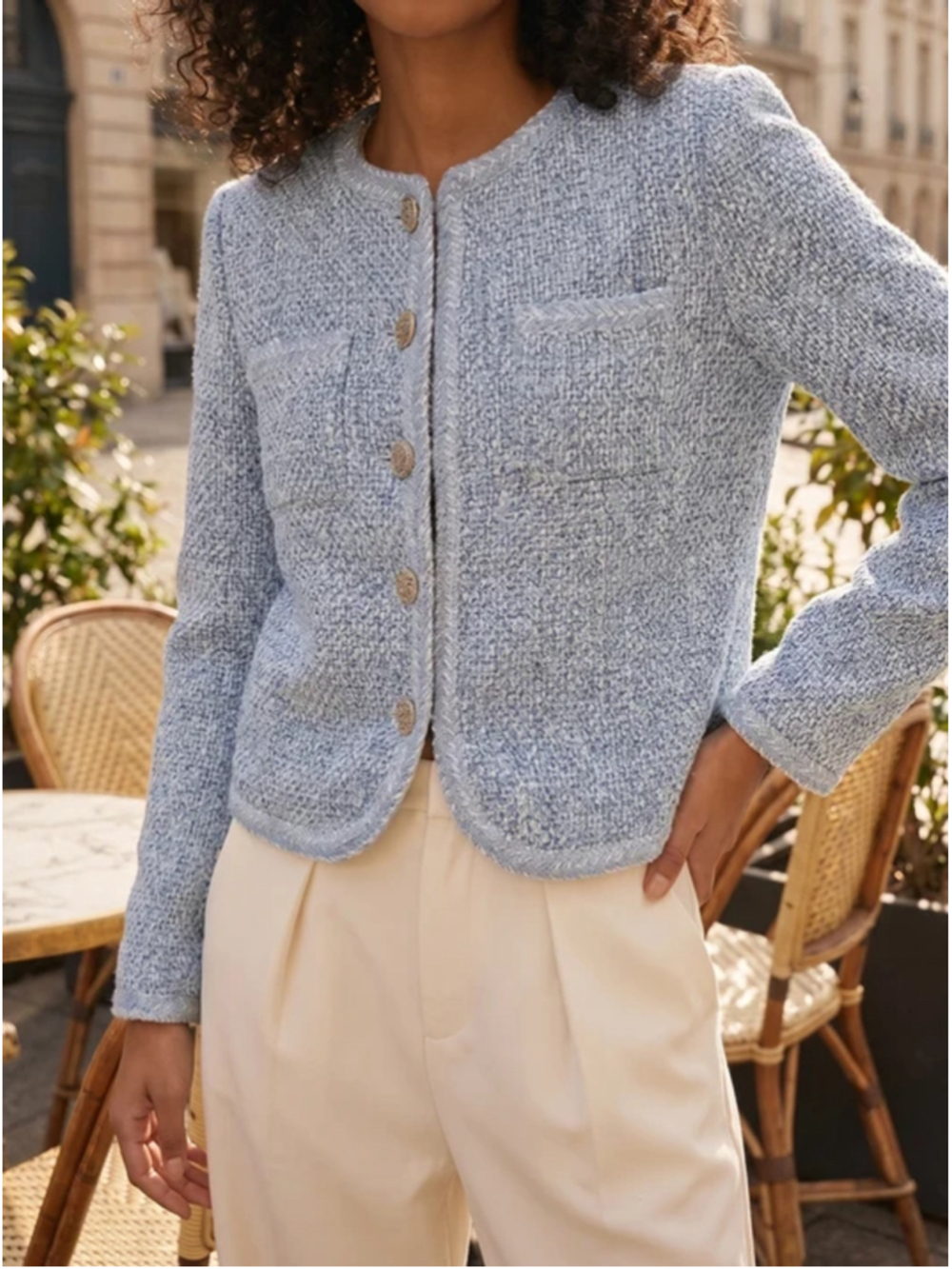 Goelia Tweed Fringe Trim Women’s Jacket Blazer Size M (US 8)